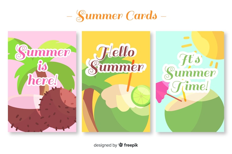Vector gratuito colección de tarjetas de verano