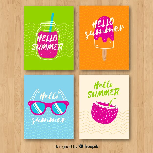 Colección de tarjetas de verano