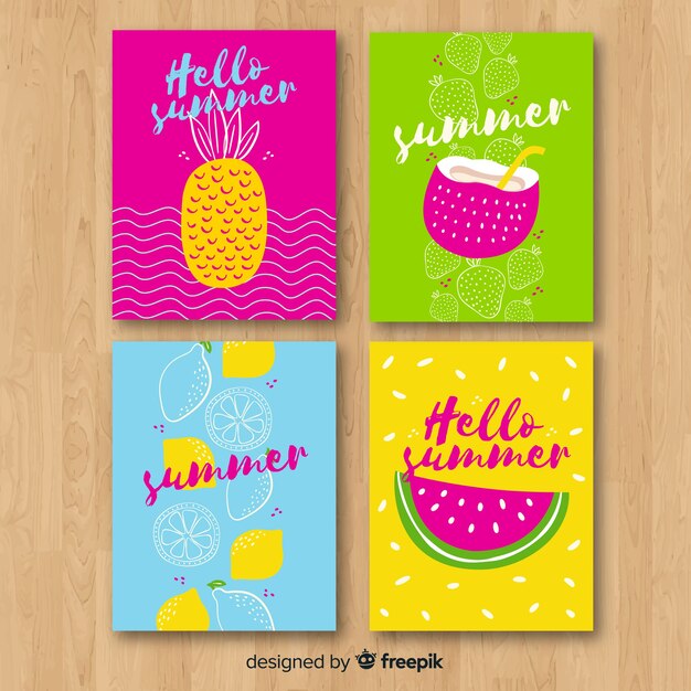 Colección de tarjetas de verano