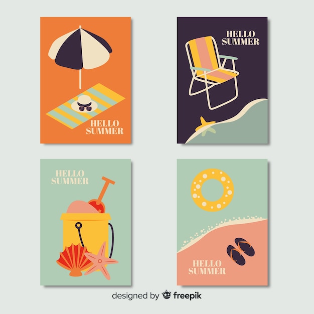 Colección de tarjetas de verano