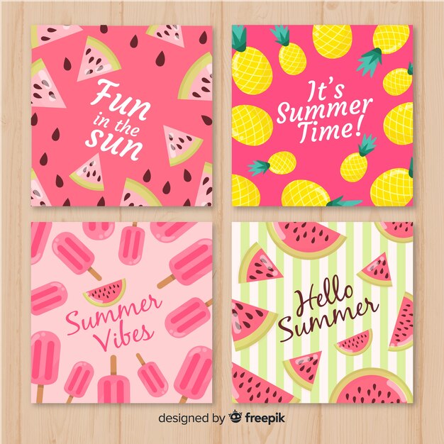 Colección de tarjetas de verano