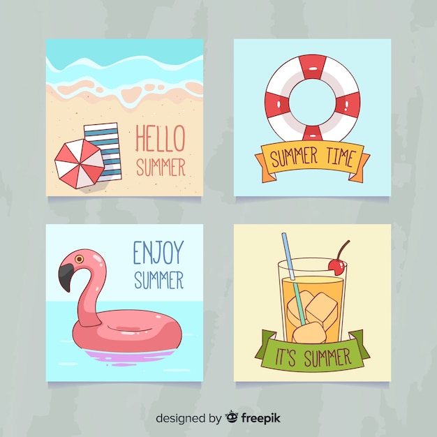 Colección de tarjetas de verano