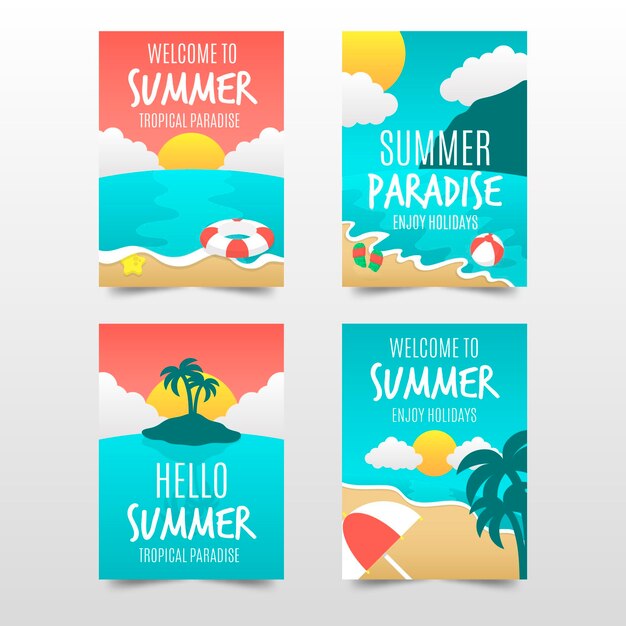 Colección de tarjetas de verano