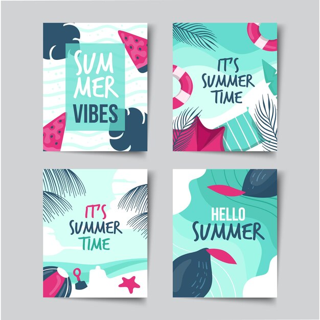 Colección de tarjetas de verano