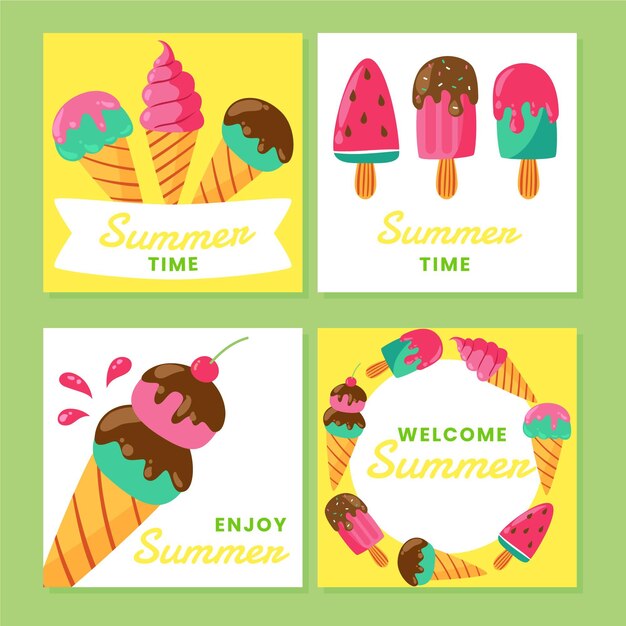 Colección de tarjetas de verano