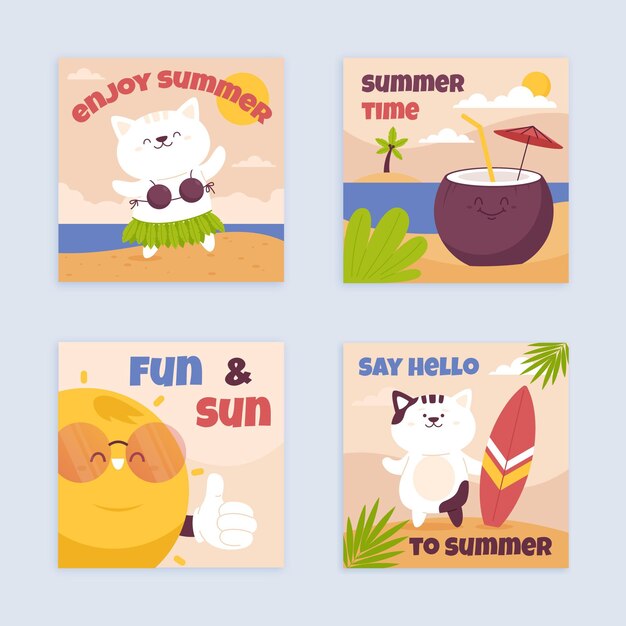 Colección de tarjetas de verano