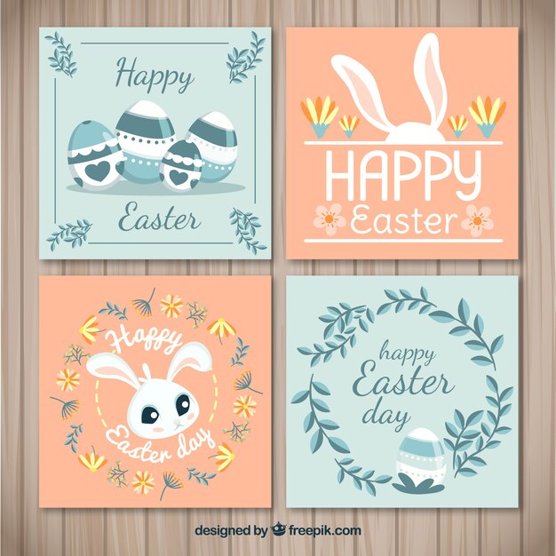 Colección de tarjetas vintage del día de pascua