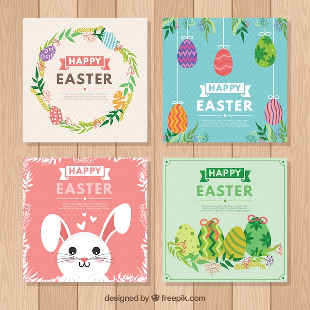 Vector gratuito colección de tarjetas vintage del día de pascua