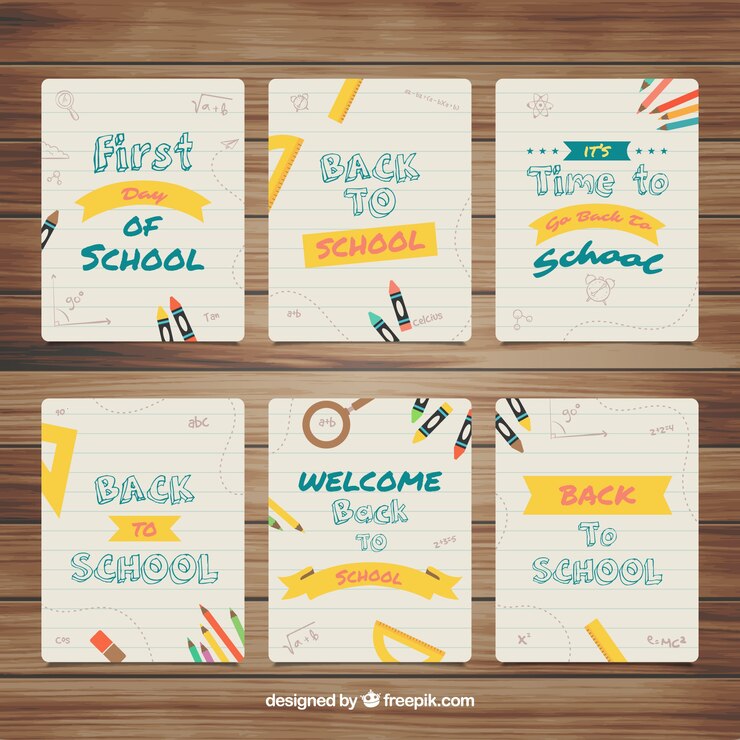 Vector gratuito colección de tarjetas de vuelta al cole