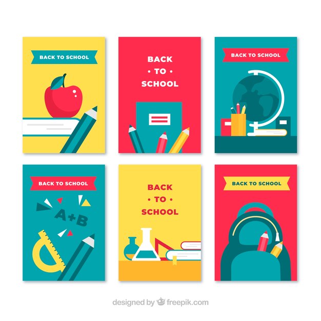 Colección de tarjetas de vuelta al colegio