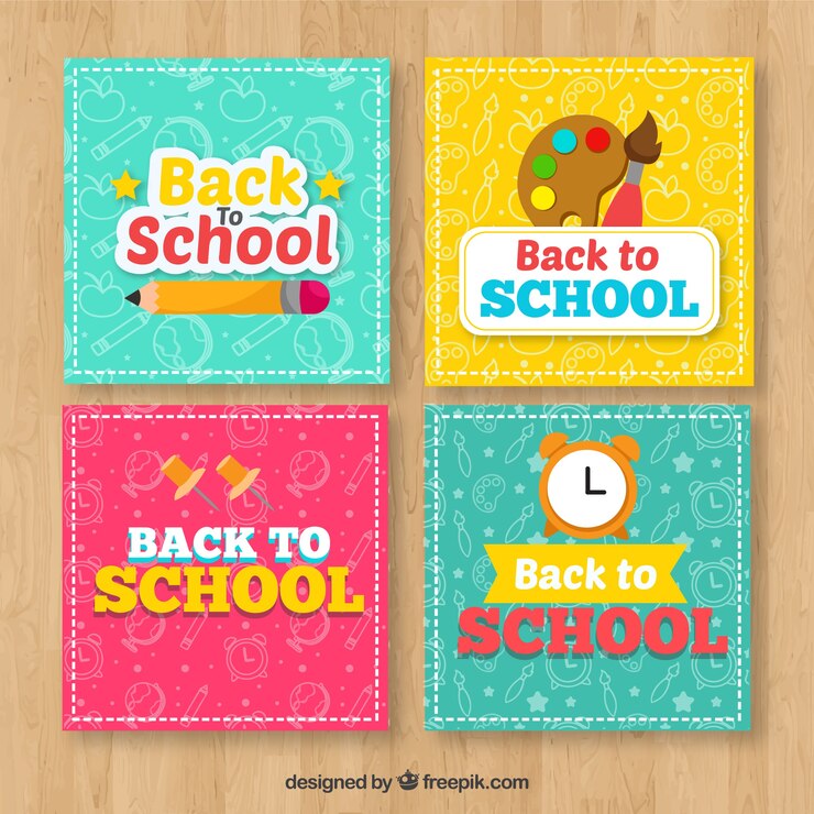 Vector gratuito colección de tarjetas de vuelta al colegio