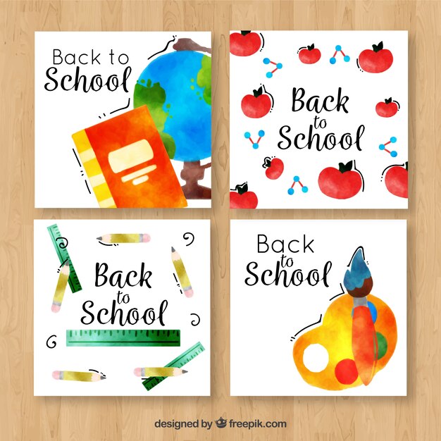 Colección de tarjetas de vuelta al colegio