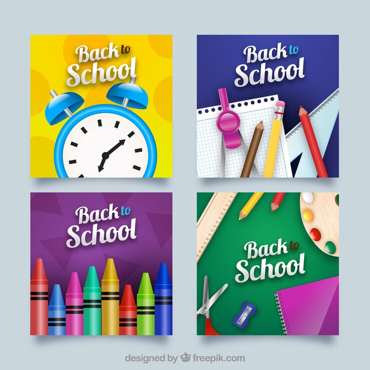 Vector gratuito colección de tarjetas de vuelta al colegio