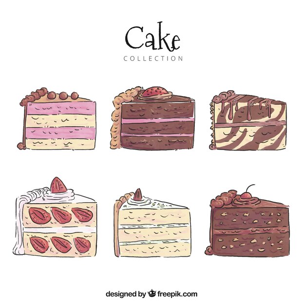 Colección de tartas deliciosas en estilo hecho a mano