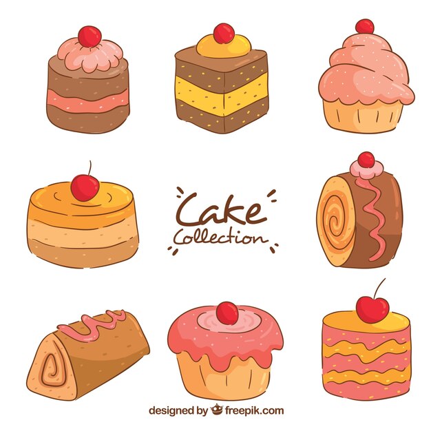 Colección de tartas deliciosas en estilo hecho a mano
