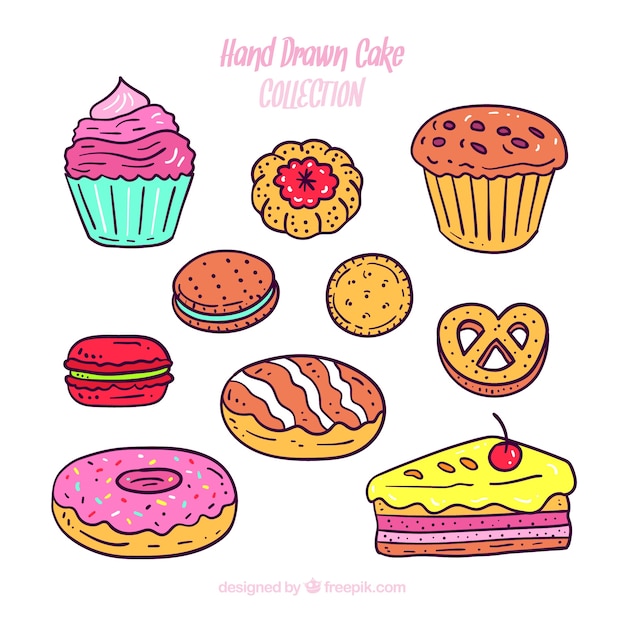 Colección de tartas deliciosas en estilo hecho a mano