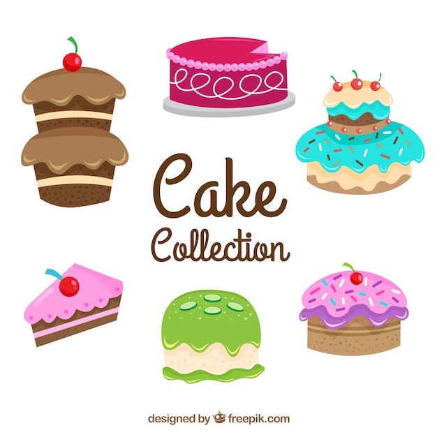 Colección de tartas deliciosas en estilo plano