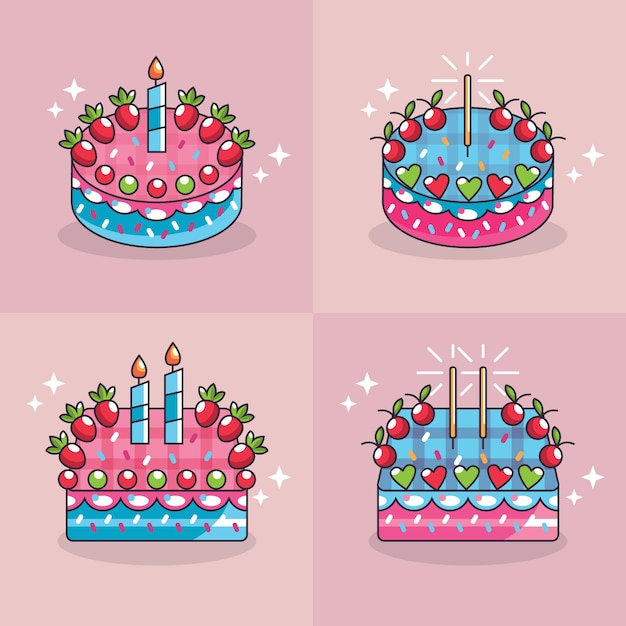 Vector gratuito colección de tartas en estilo flat