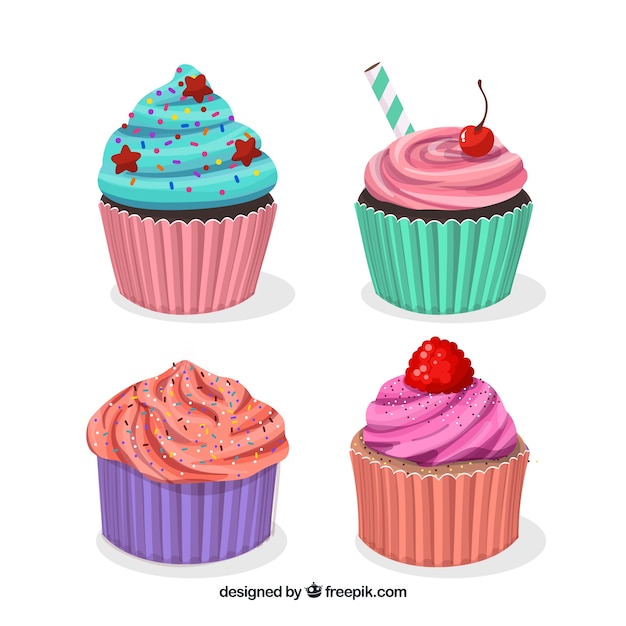 Vector gratuito colección de tartas en estilo hecho a mano