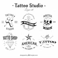 Vector gratuito colección de tatuajes en blanco y negro