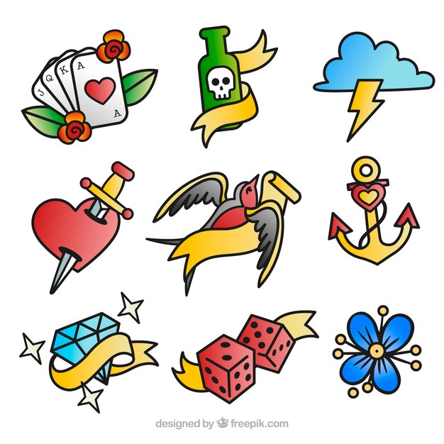 Colección de tatuajes coloreados