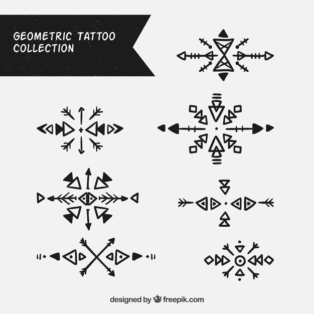 Colección de tatuajes geométricos dibujados a mano