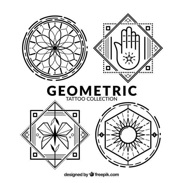 Colección de tatuajes geométricos de emblema 