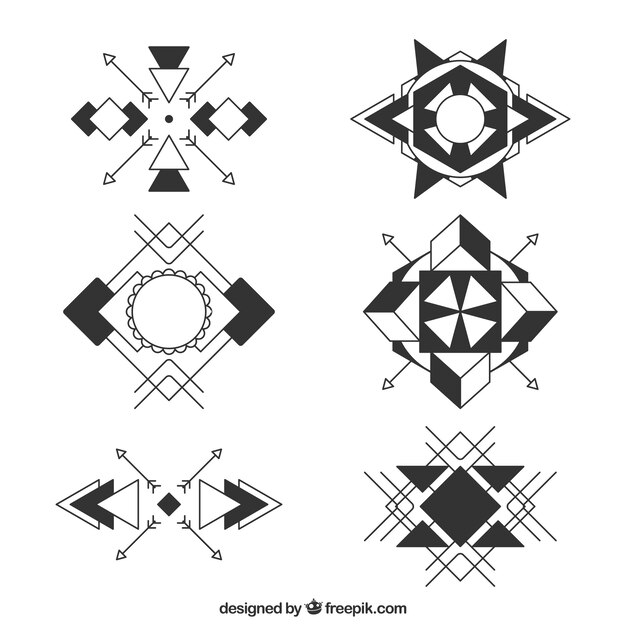 Colección de tatuajes de símbolos geométricos abstractos