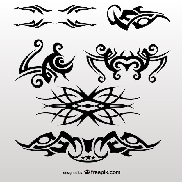 Vector gratuito colección de tatuajes tribales editables