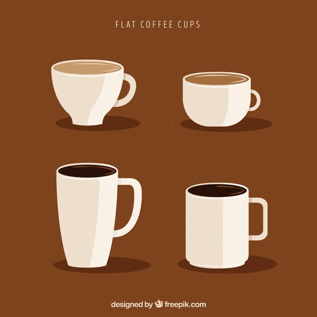 Colección de tazas de café blancas
