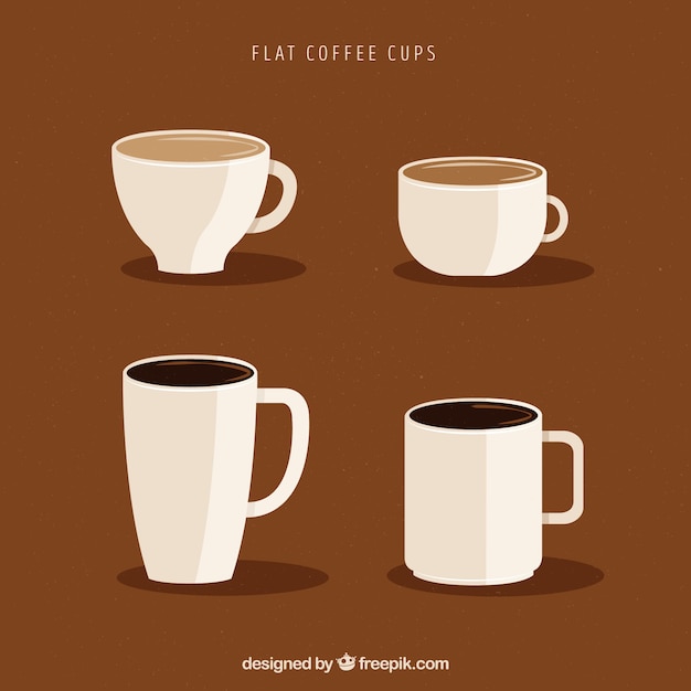 Colección de tazas de café blancas