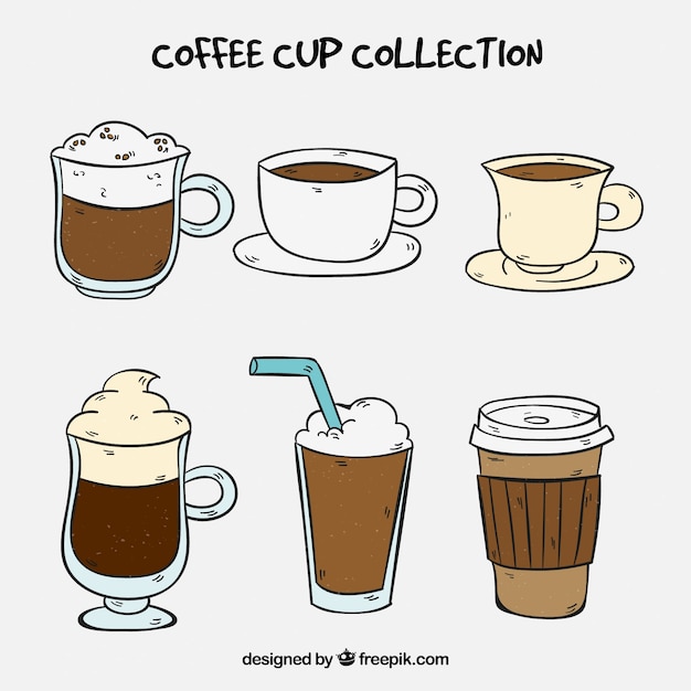 Colección de tazas de café hechas a mano