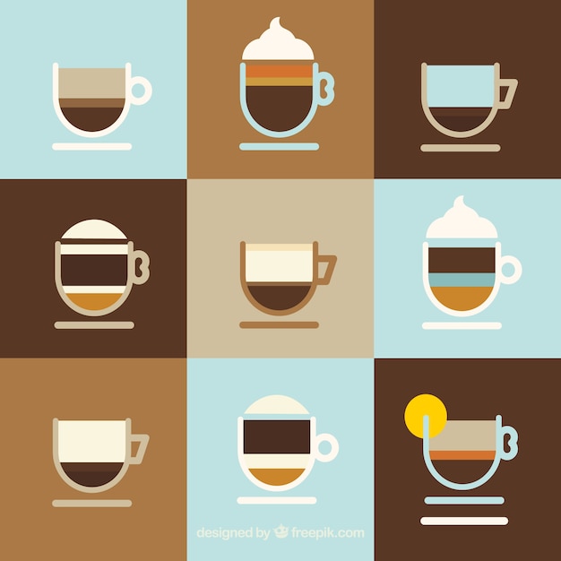 Vector gratuito colección de tazas de café minimalistas