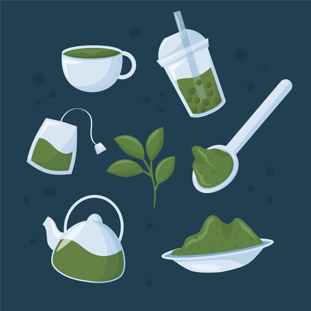 Colección de té Matcha con planta