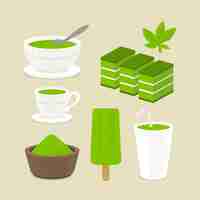 Vector gratuito colección de té matcha