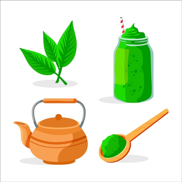 Vector gratuito colección de té matcha