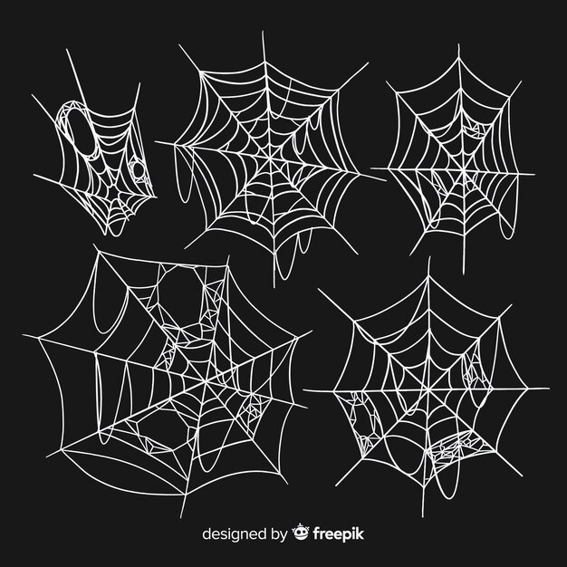 Colección de telarañas de araña dibujada a mano