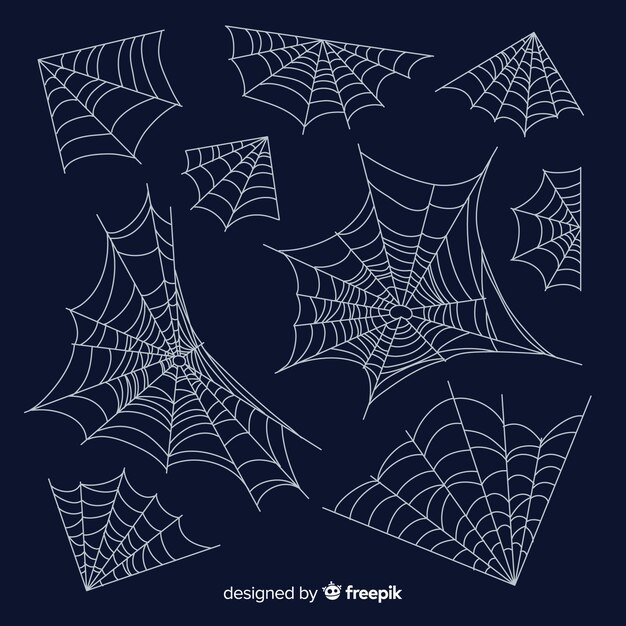 Colección de telarañas de araña dibujada a mano