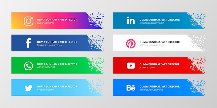 Vector gratuito colección de terceros de medios sociales con formas rotas
