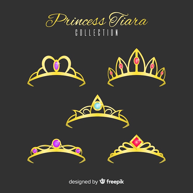 Vector gratuito colección tiaras princesa doradas