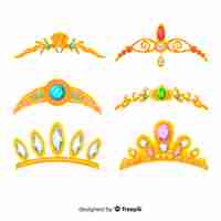 Vector gratuito colección tiaras de princesa doradas