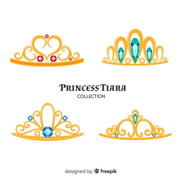 Vector gratuito colección tiaras de princesa doradas