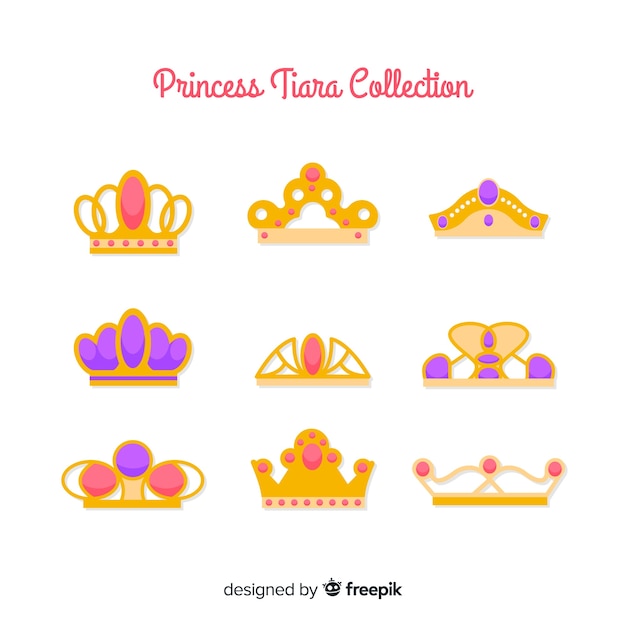 Vector gratuito colección tiaras de princesa planas