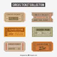 Vector gratuito colección de tickets de circo