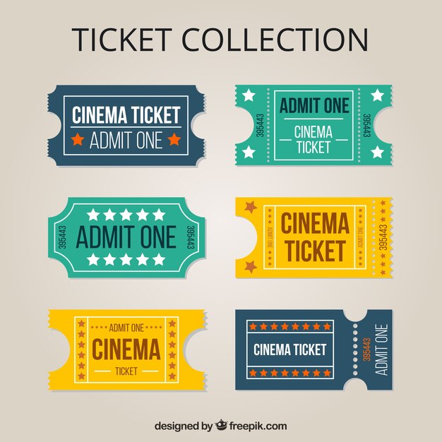 Colección de tickets de película en estilo vintage 