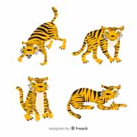 Vector gratuito colección de tigres dibujados a mano