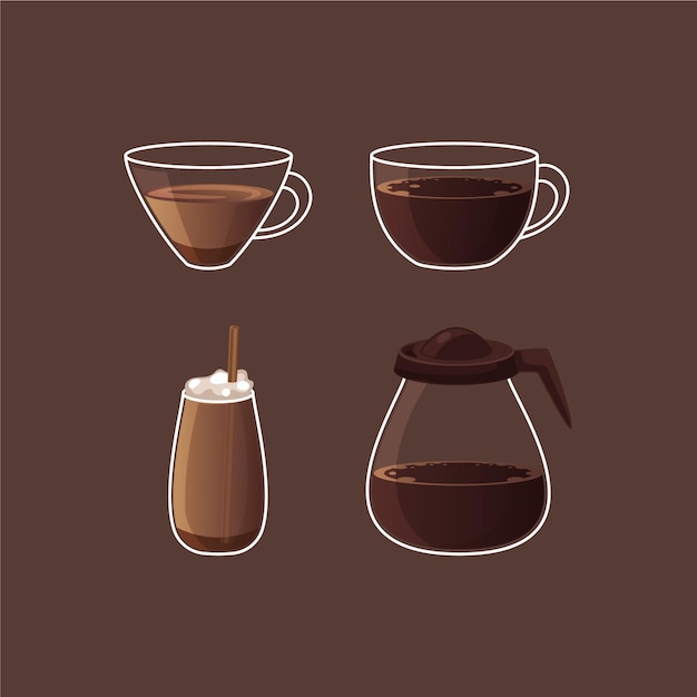 Vector gratuito colección de tipos de café