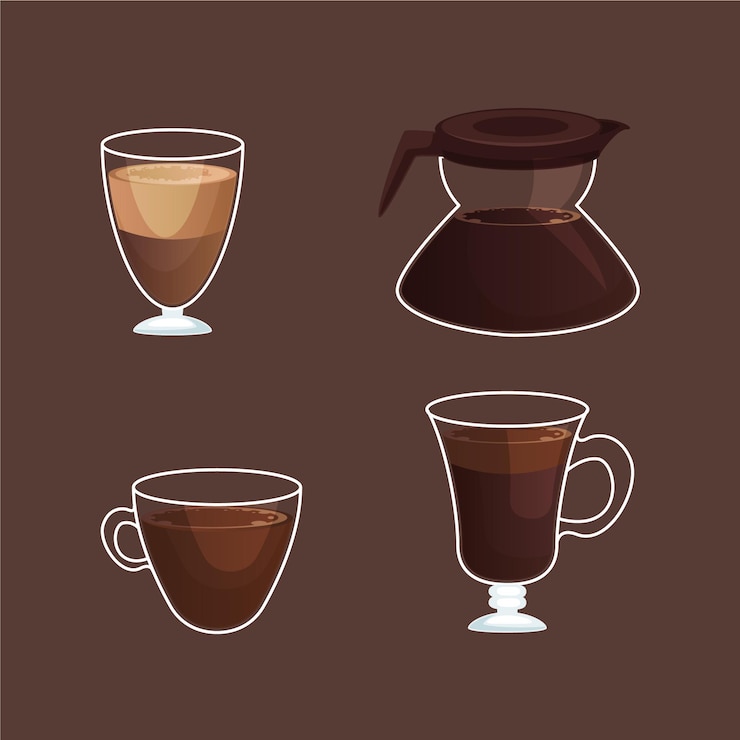 Vector gratuito colección de tipos de café