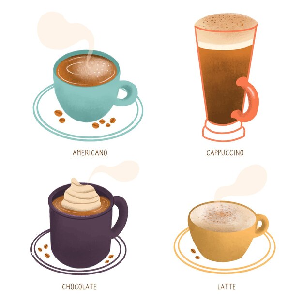 Colección de tipos de café
