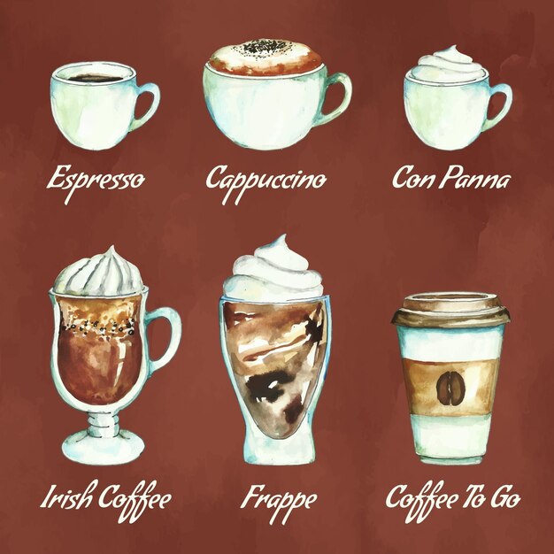 Colección de tipos de café.